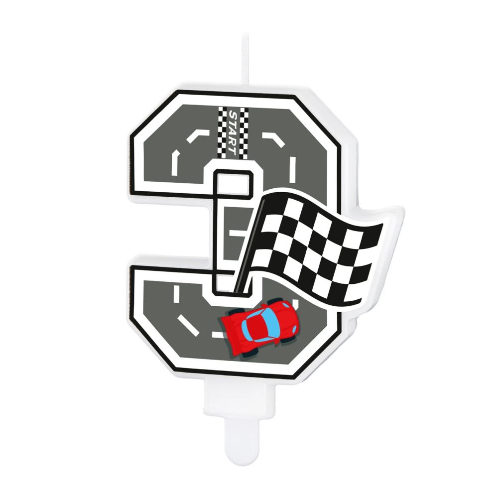Racing Car Birthday Candle – Party Pal – Number 3
