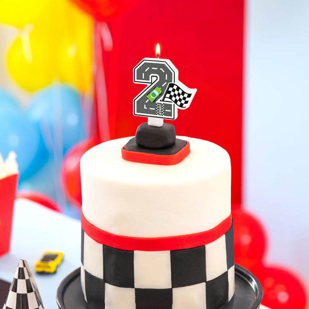 Świeczka urodzinowa Wyścigówki - Party Pal - cyfra 2