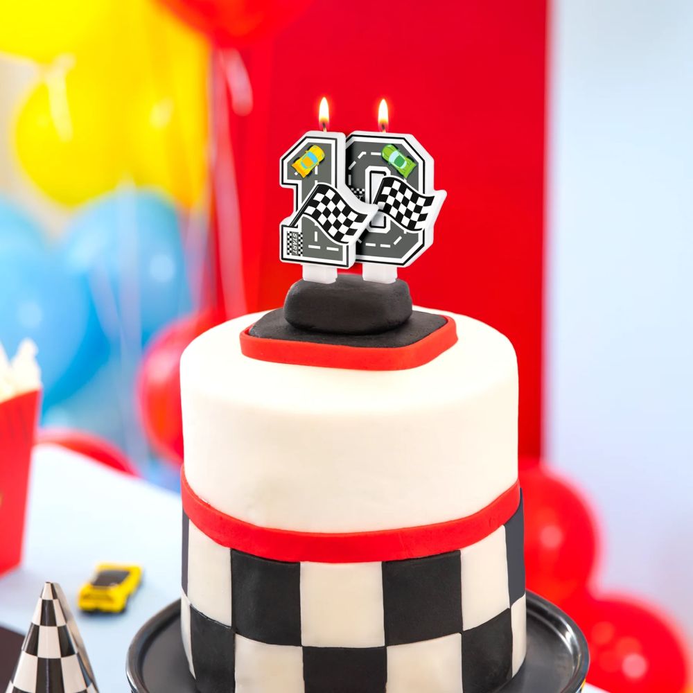 Świeczka urodzinowa Wyścigówki - Party Pal - cyfra 0