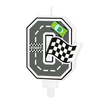 Racing Car Birthday Candle – Party Pal – Number 0