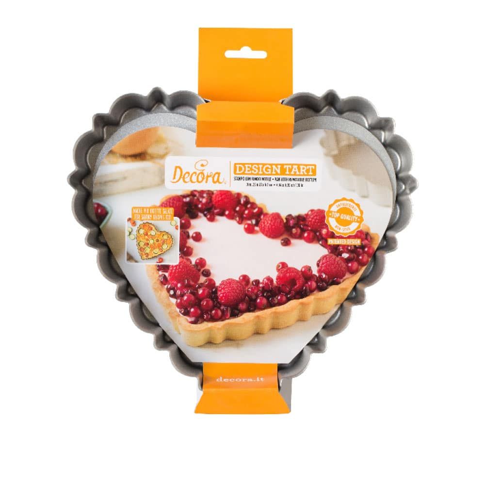 Removable-bottom tart pan – Decora – Heart shape 25 × 23 cm