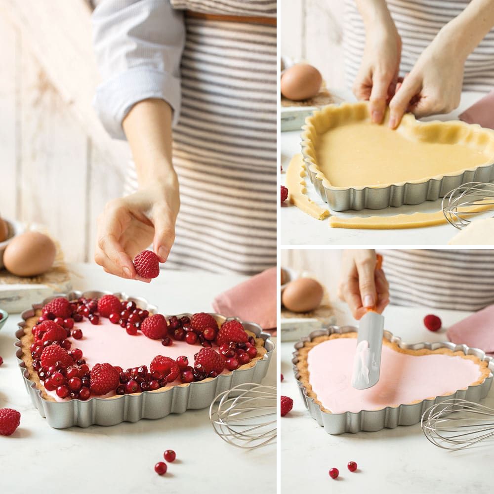 Removable-bottom tart pan – Decora – Heart shape 25 × 23 cm