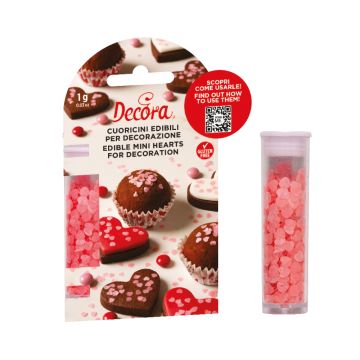 Edible heart-shaped decorations – Decora – pink 1 g