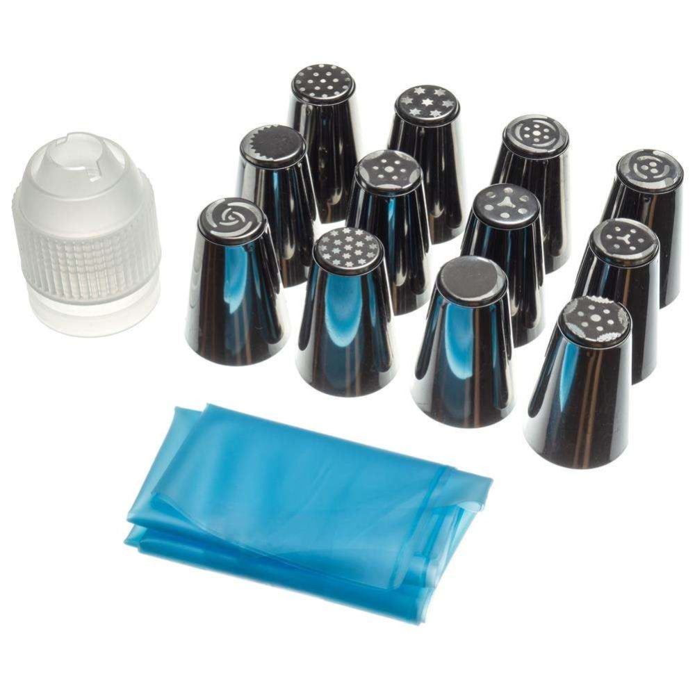 Set of decoration tips with a confectionery sleeve - Brunbeste - 14 pcs.