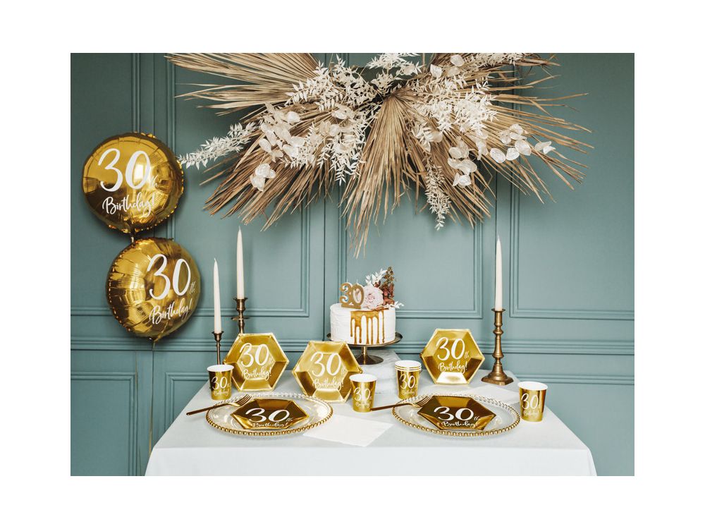 Świeczka urodzinowa liczba 30 - PartyDeco - brokatowa, złota