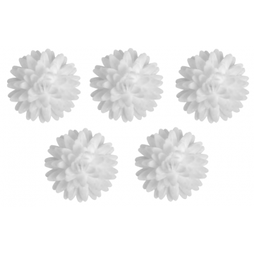 Waffle pompom daisys - Rose Decor - white, 12 pcs.