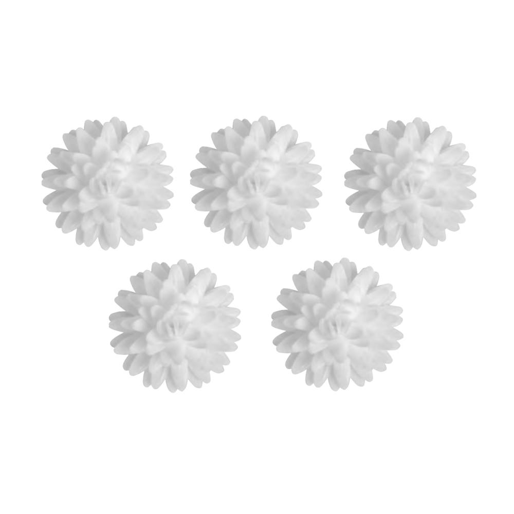Stokrotki pomponikowe waflowe - Rose Decor - białe, 12 szt.