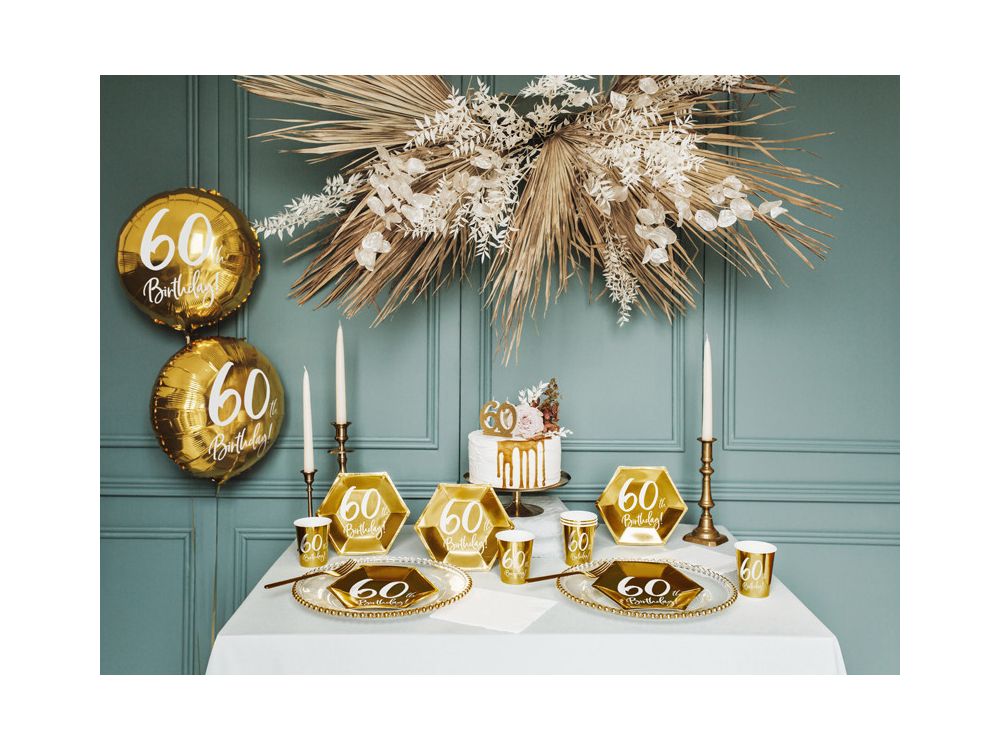 Świeczka urodzinowa liczba 60 - PartyDeco - brokatowa, złota