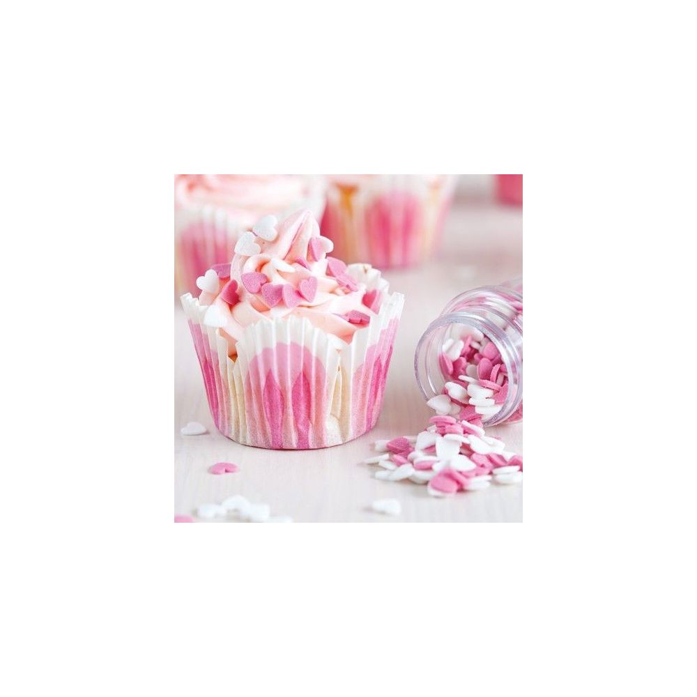 Sugar sprinkles - FunCakes - hearts, pink and white, 60 g