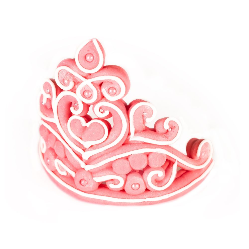 Ozdoba cukrowa na tort - Slado - korona, różowa, 9 x 8,5 cm