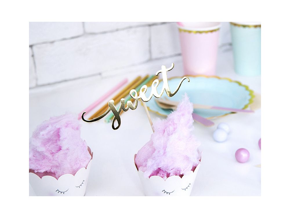 Cupcakes toppers Love - PartyDeco - gold, 13 cm, 6 pcs.