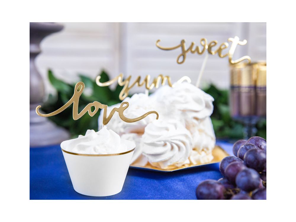 Toppery na muffinki - PartyDeco - złote, 13 cm, 6 szt.