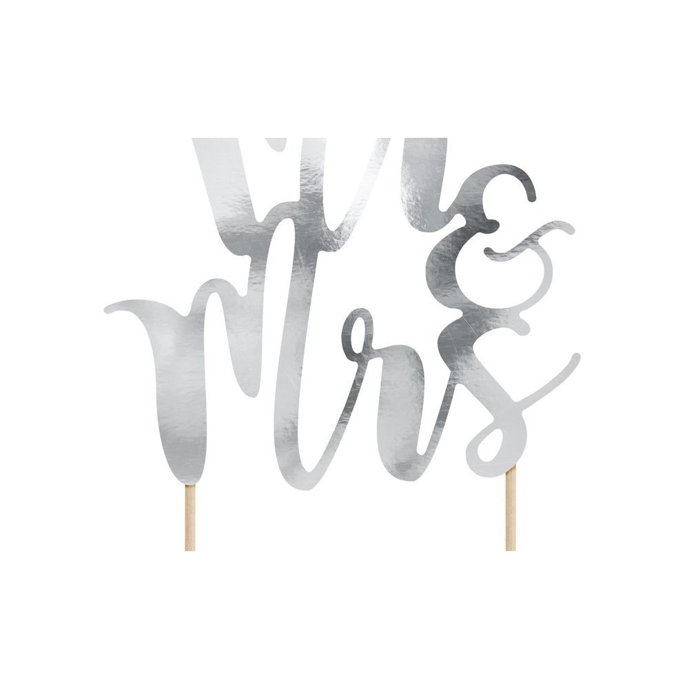 Cake topper Mr&Mrs - PartyDeco - silver, 25.5cm