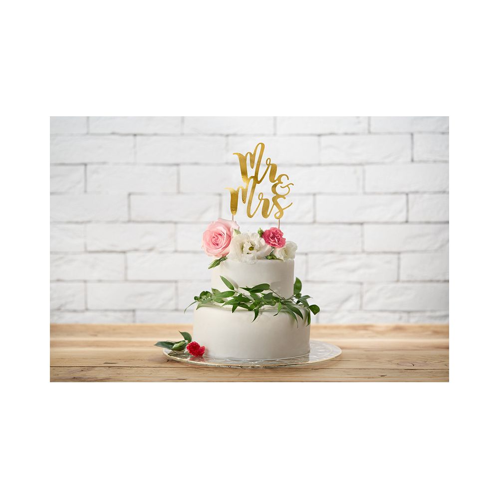 Cake topper Mr&Mrs - PartyDeco - gold, 25,5 cm