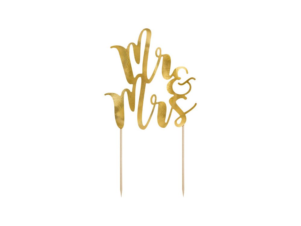Cake topper Mr&Mrs - PartyDeco - gold, 25,5 cm