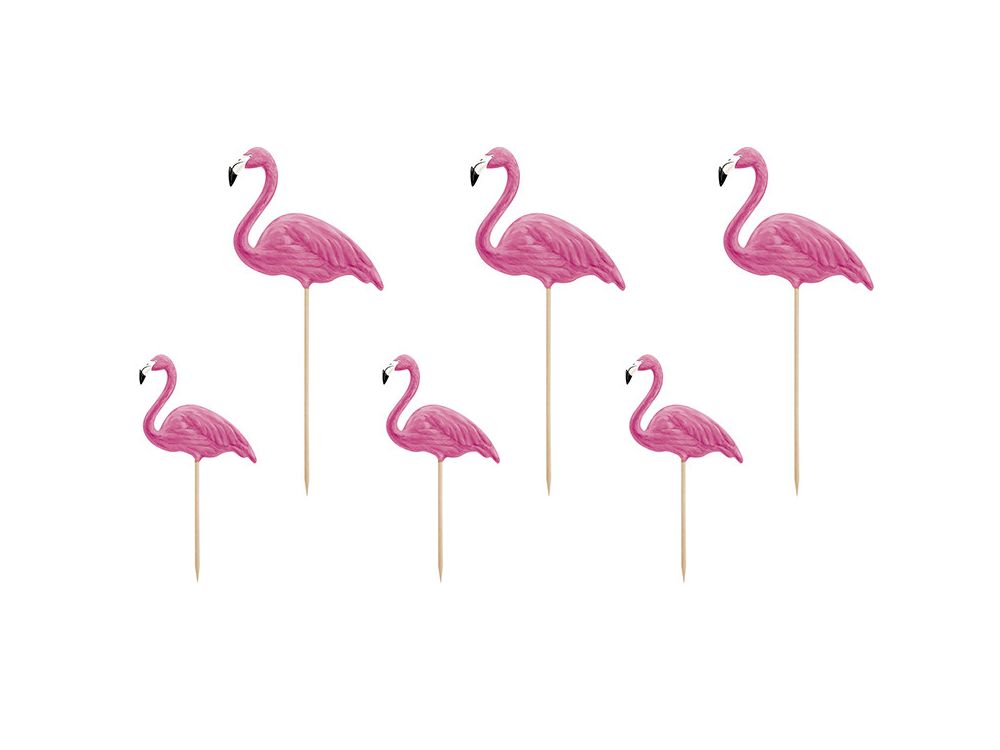 Toppers Aloha Flamingos - PartyDeco - pink, 6 pcs.