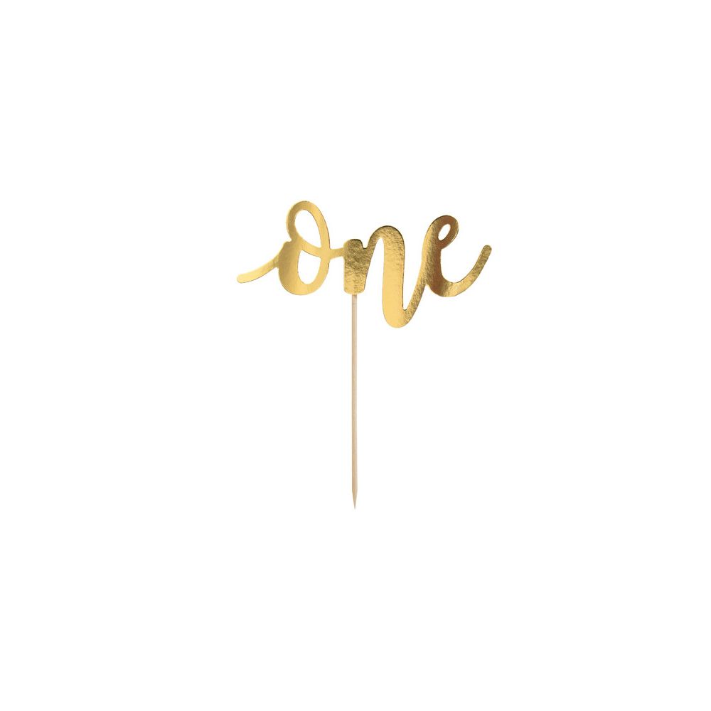 Cake topper One - PartyDeco - gold, 19 cm