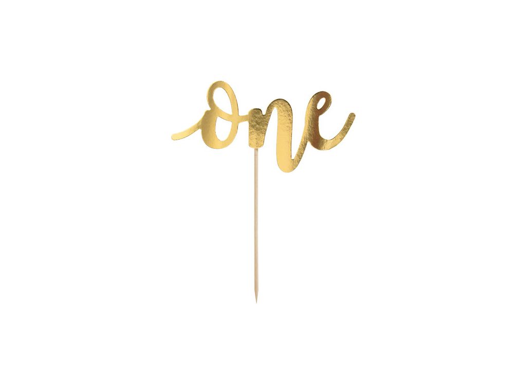 Cake topper One - PartyDeco - gold, 19 cm