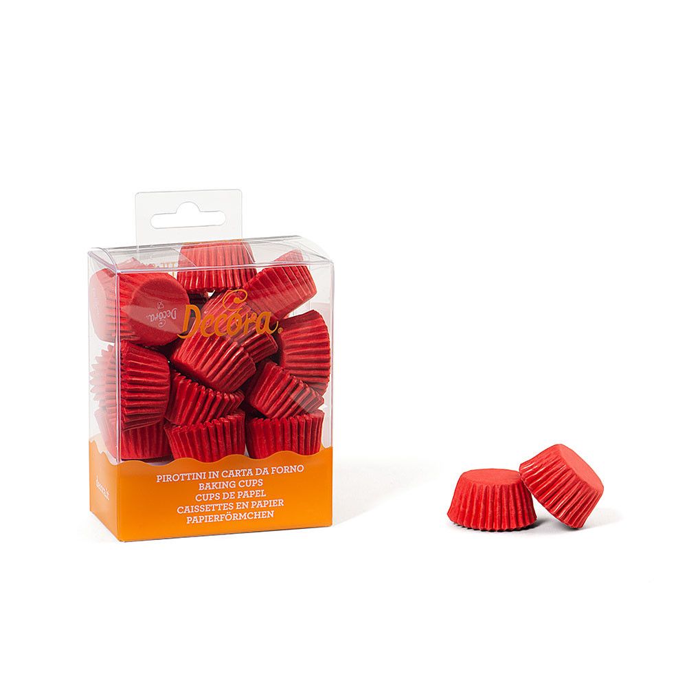 Mini papilotki na muffinki - Decora - czerwone, 27 x 17 mm, 200 szt.