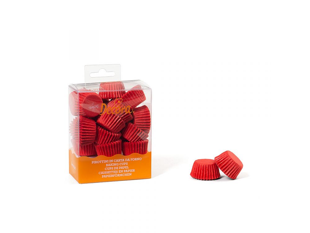 Mini papilotki na muffinki - Decora - czerwone, 27 x 17 mm, 200 szt.