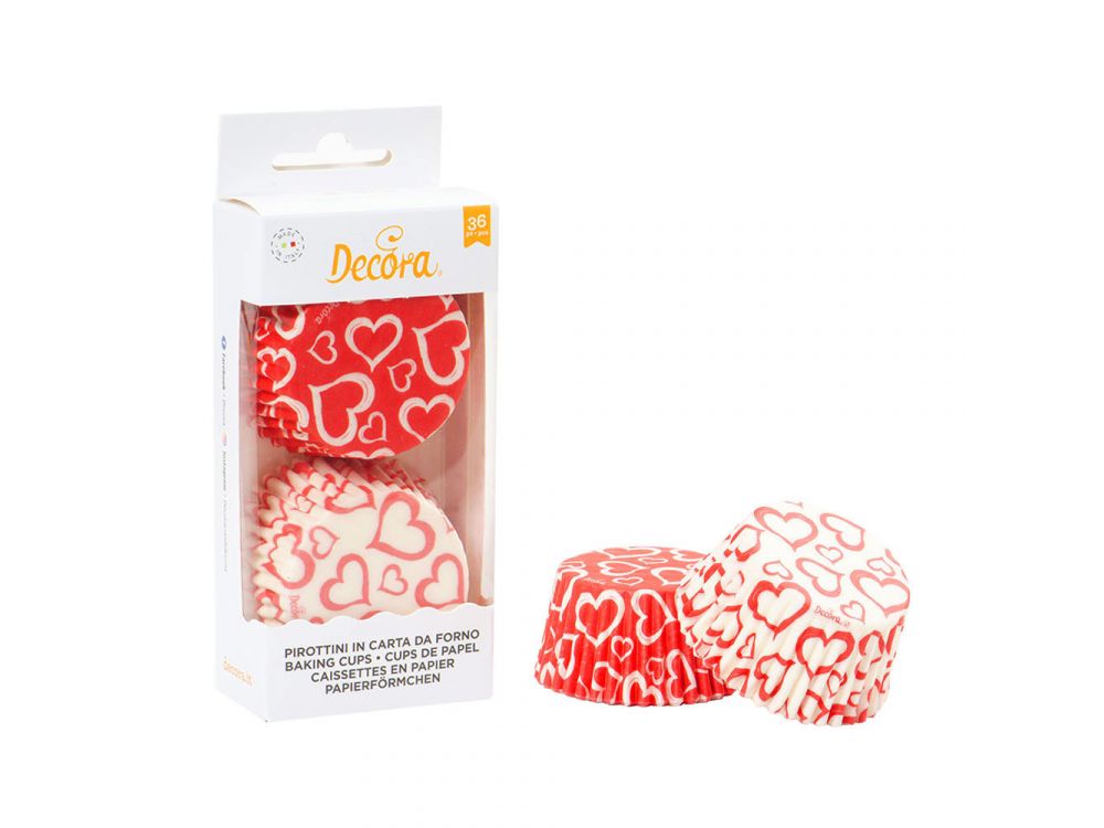 Baking cups - Decora - Hearts, 50 x 32 mm, 36 pcs.