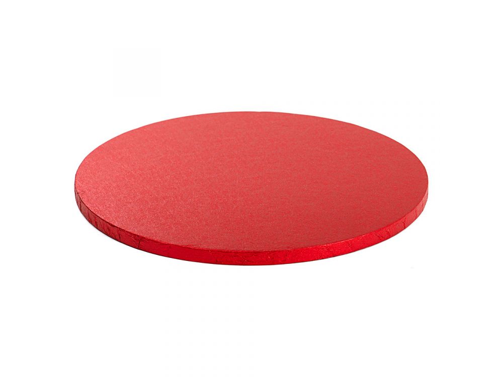 Cake board, round - Decora - thick, red, 30 cm