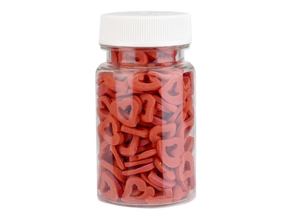 Sugar sprinkles - hearts, contour, red, 30 g