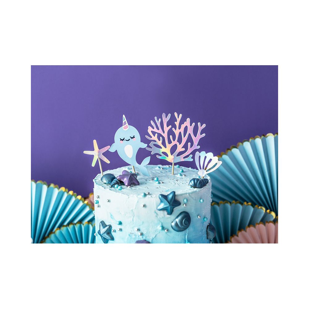 Cake toppers Narwhal - PartyDeco - 4 pcs.