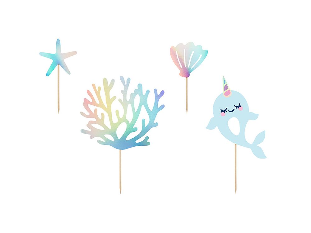 Cake toppers Narwhal - PartyDeco - 4 pcs.