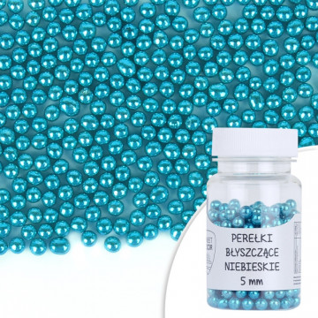 Sugar sprinkles - pearls, shiny, blue, 5 mm, 40 g