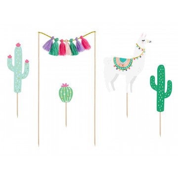 Cake toppers Lama - PartyDeco - 5 pcs.