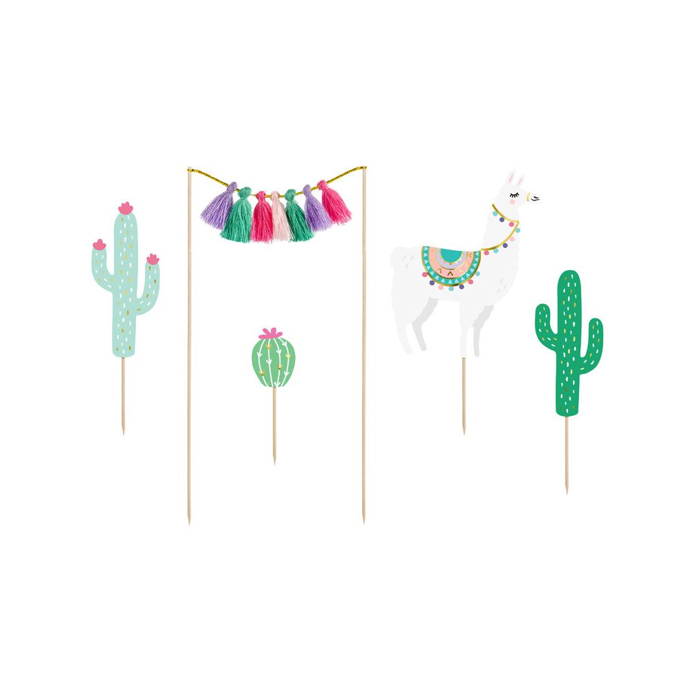 Cake toppers Lama - PartyDeco - 5 pcs.