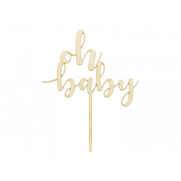Cake topper Oh baby - PartyDeco - wooden, 17 cm