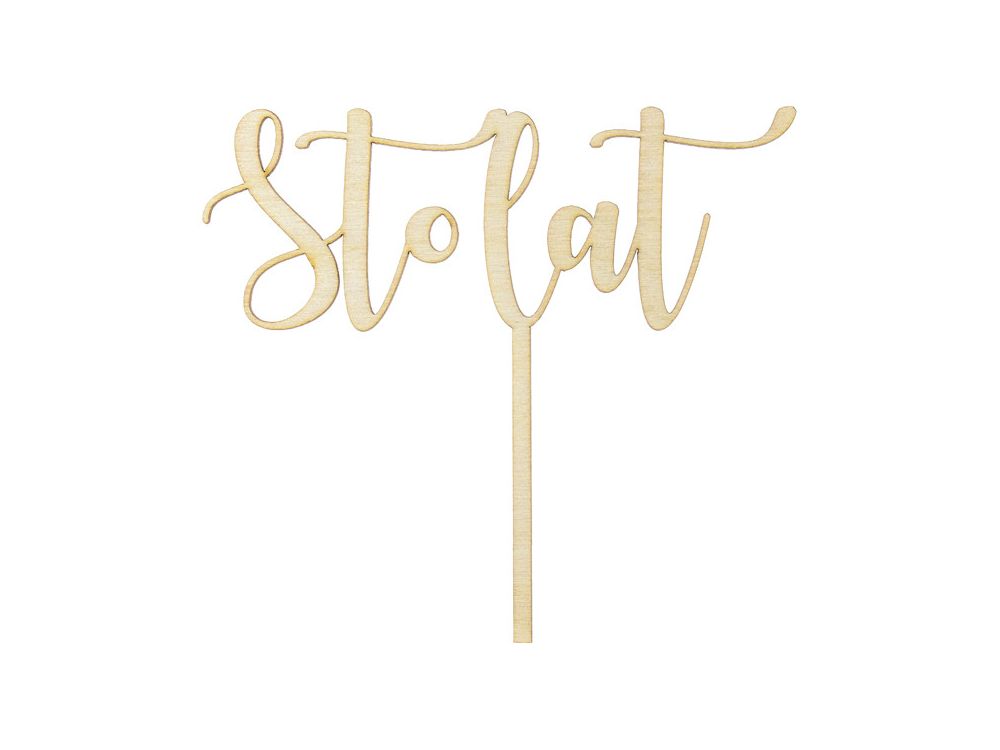 Cake topper Sto lat - PartyDeco - wooden, 14 cm